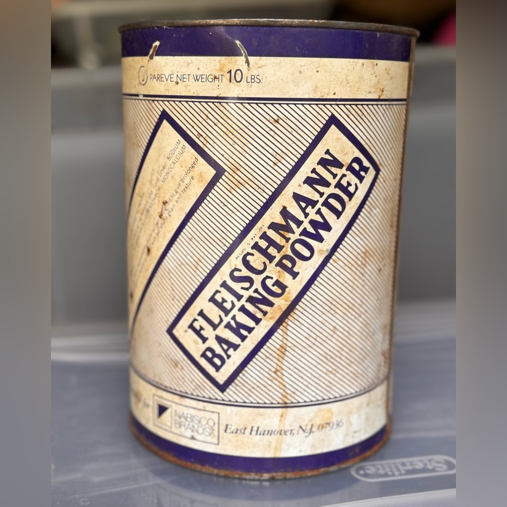 Vintage Fleischmann Baking Powder 10 lb Tin Can As Is Condition